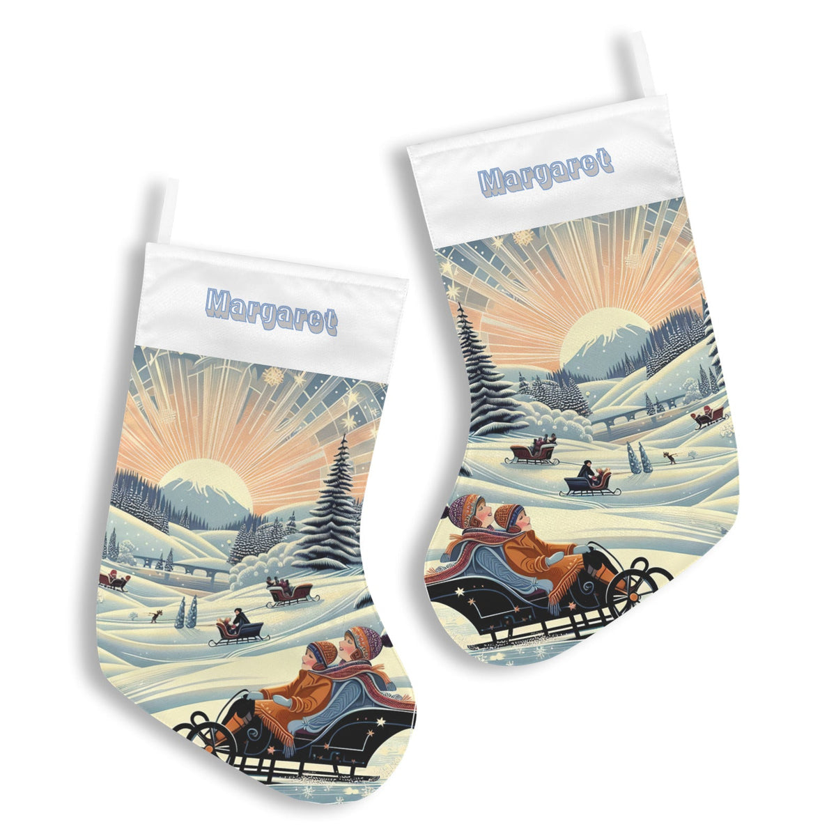 Personalizable Winter Sledding Adventures Christmas Stocking (Made in USA)