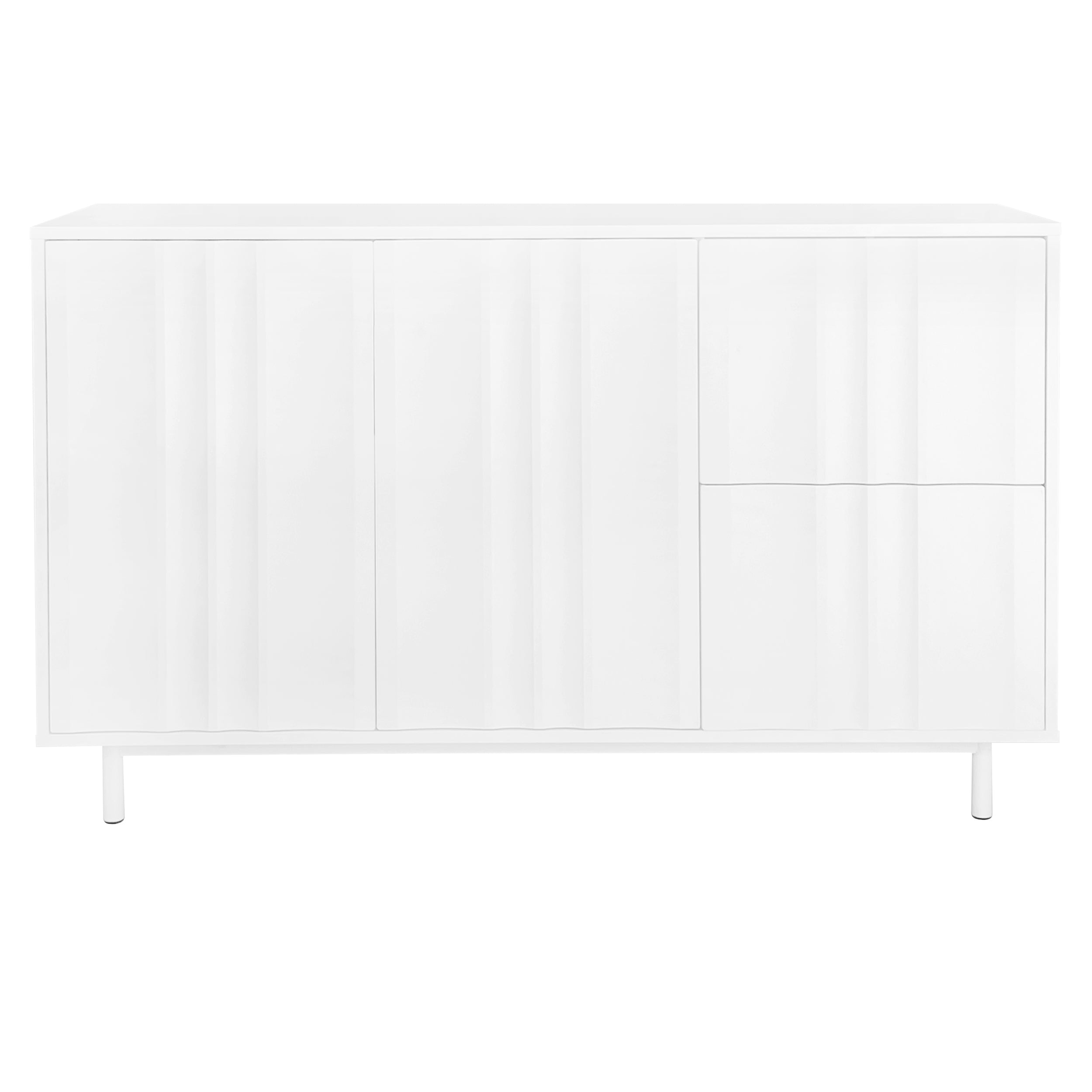 47.2' Buffet Sideboard Cabinet with 2 Doors And Drawers, Adjustable Shelf, Metal Legs Wave Pattern Kitchen Pantry Cabinets for Dining Room, Bedroom, Living Room