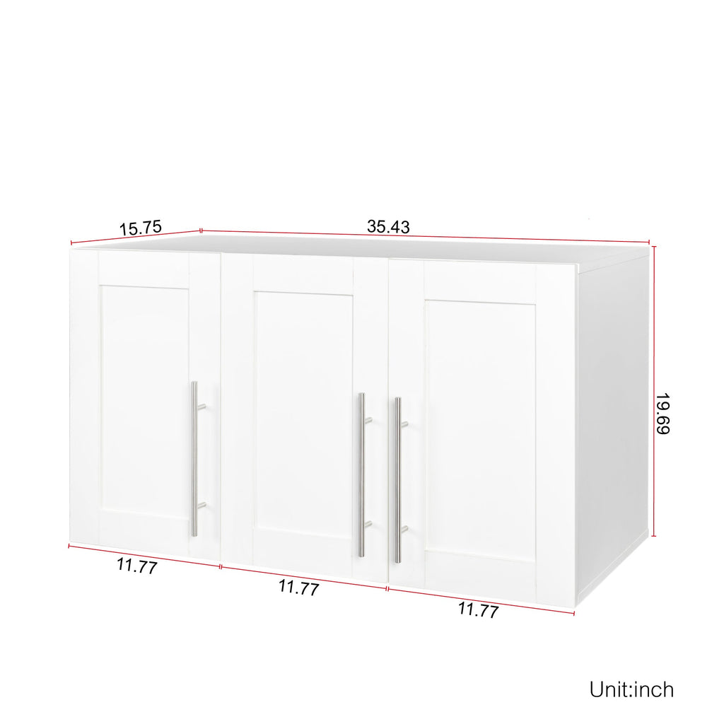 Stackable Wall Mounted Storage Cabinet, 15.75 'D x 35.43' W x 19.69 'H, White