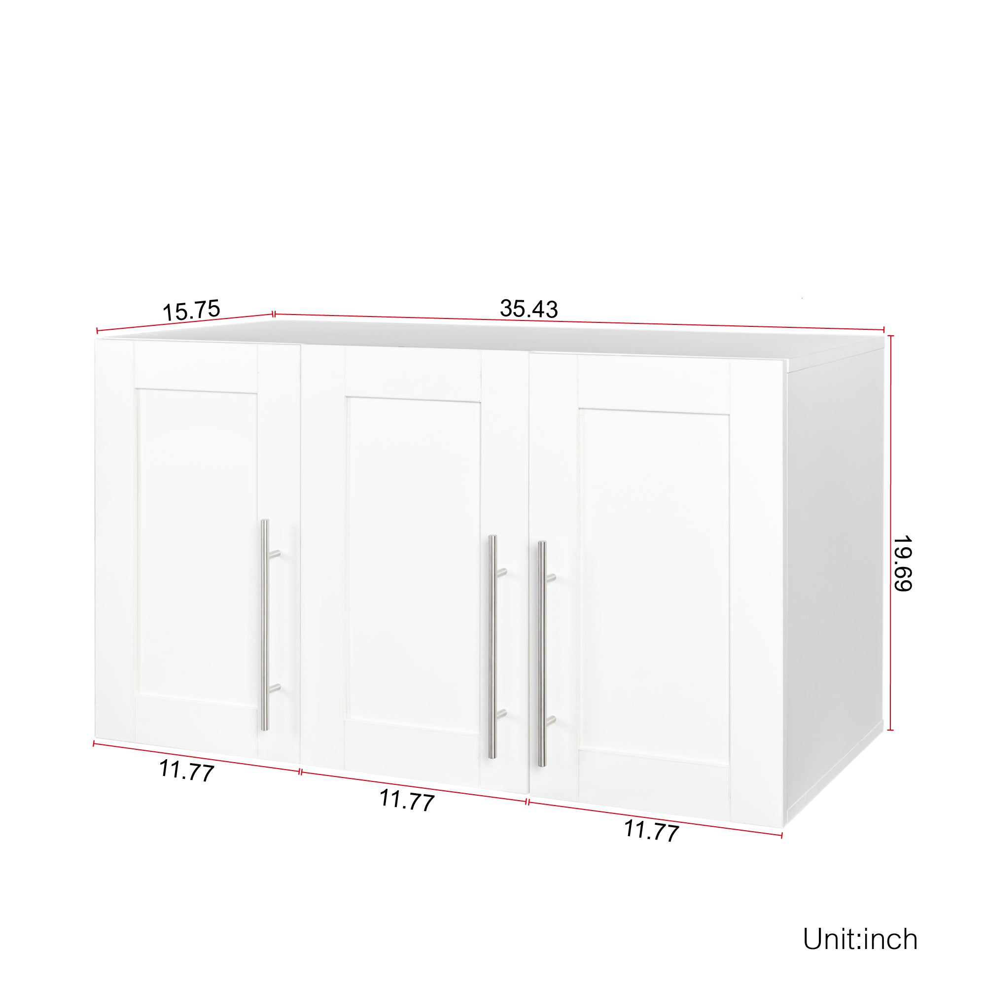 Stackable Wall Mounted Storage Cabinet, 15.75 'D x 35.43' W x 19.69 'H, White