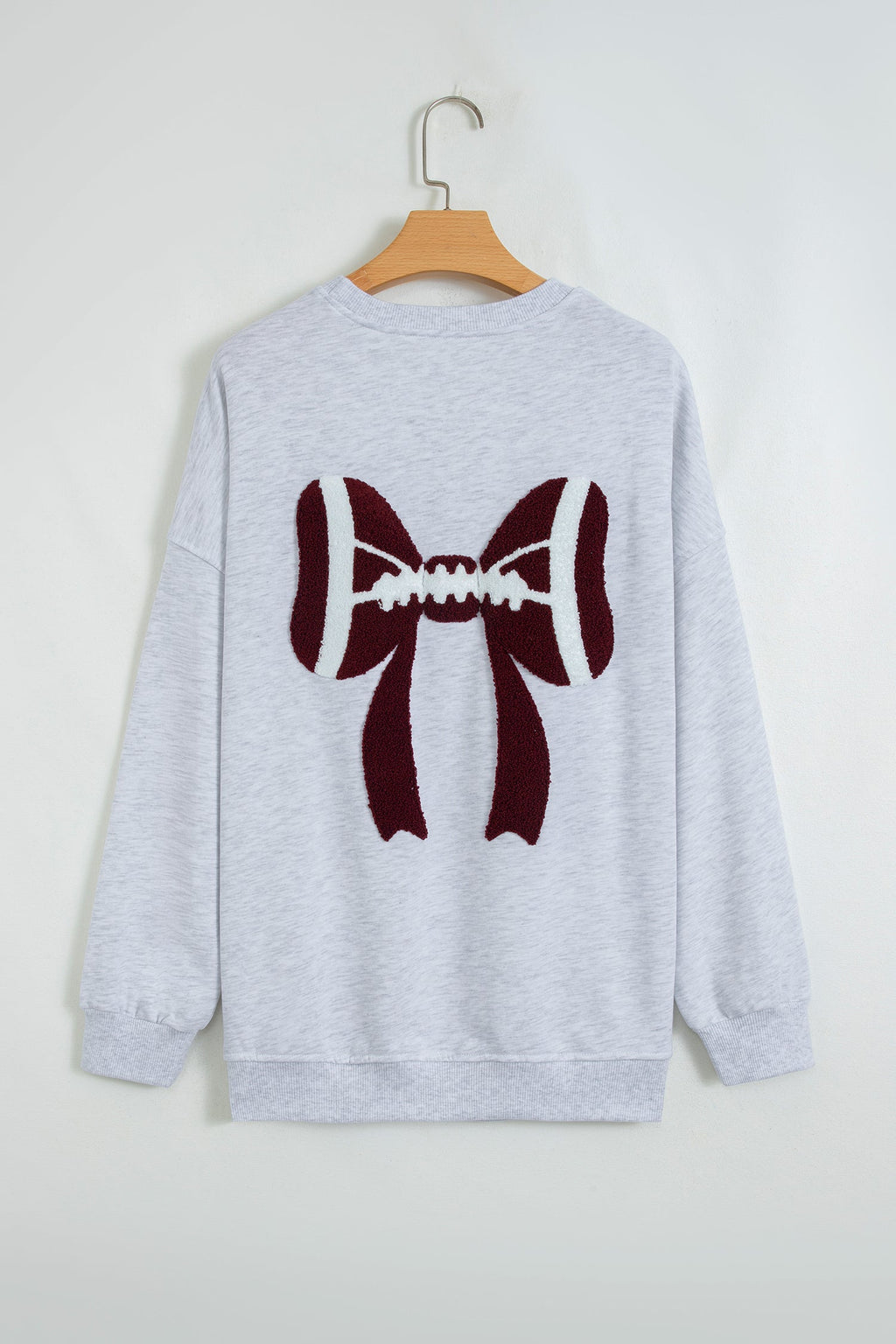 Game Day Rugby Bow Chenille Embroidered Oversized Sweatshirt