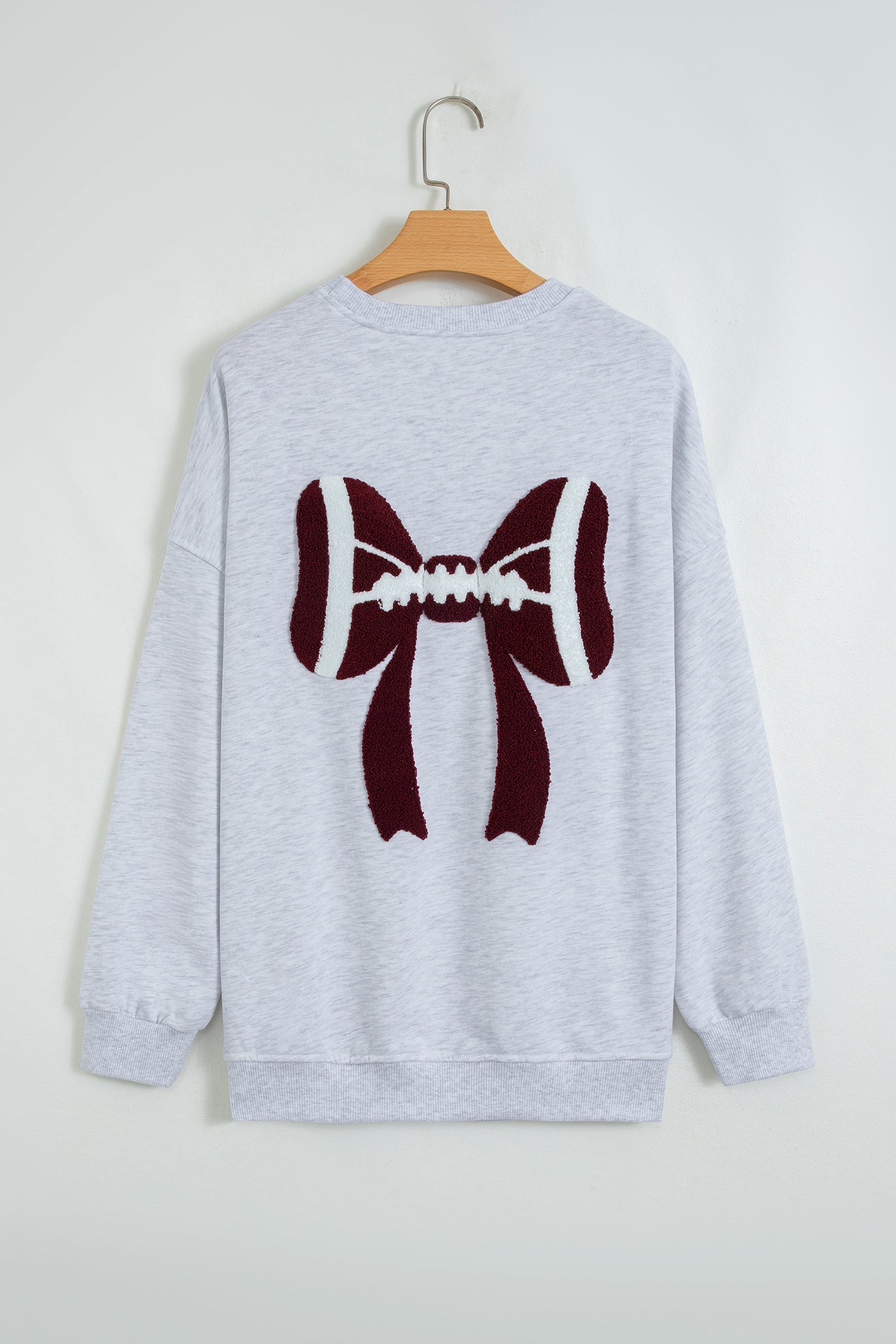 Game Day Rugby Bow Chenille Embroidered Oversized Sweatshirt