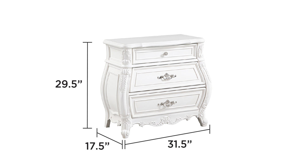 Opulence Modern Style 5 Pc Queen Bedroom Set Made with Wood in Pearl White