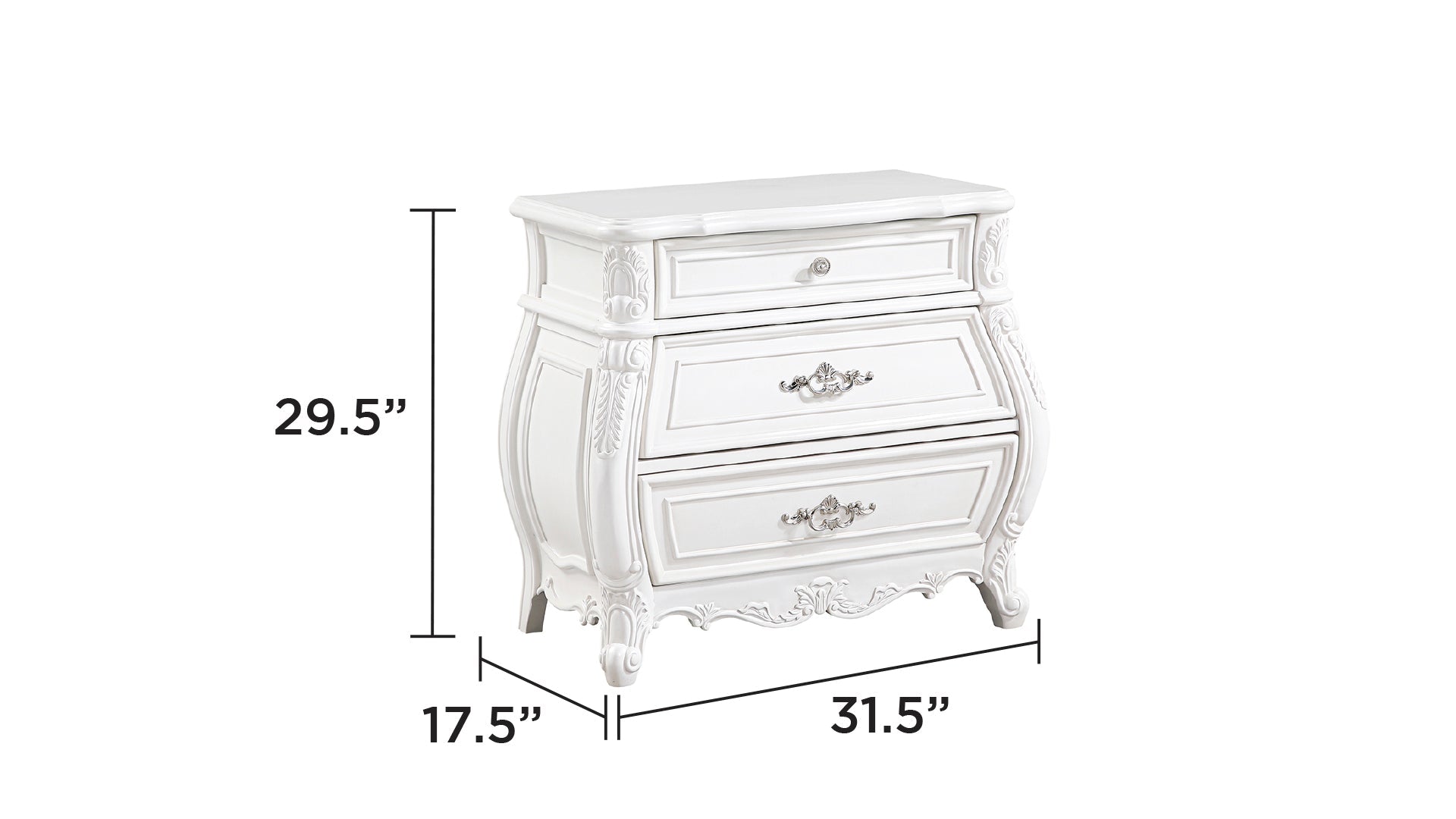 Opulence Modern Style 5 Pc Queen Bedroom Set Made with Wood in Pearl White