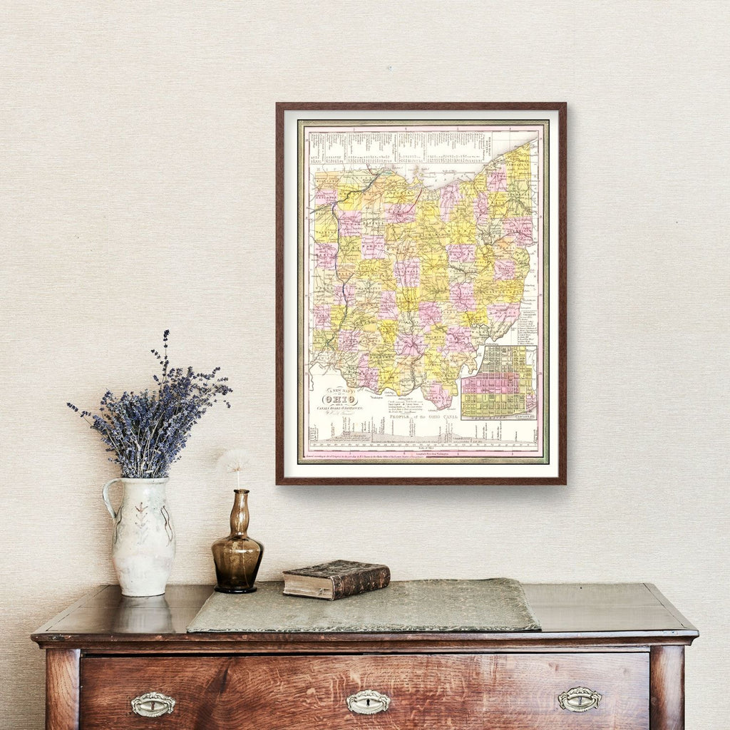 Vintage Map of Ohio 1844