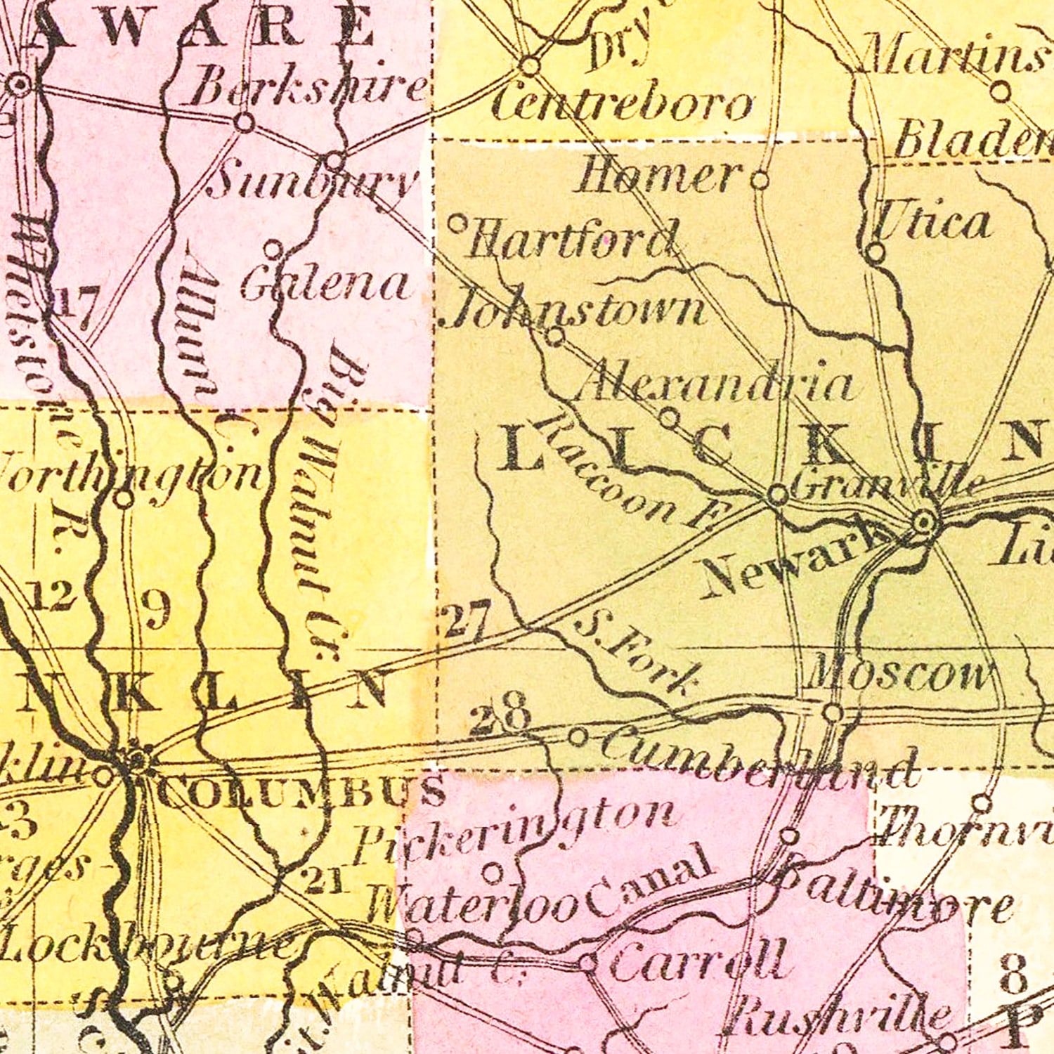 Vintage Map of Ohio 1844