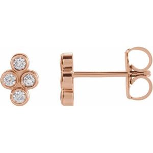 14K Rose Gold 1/10 CTW Natural Diamond Cluster Earrings