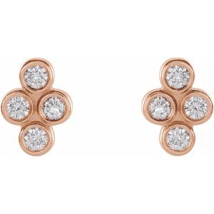 14K Rose Gold 1/10 CTW Natural Diamond Cluster Earrings – image 2