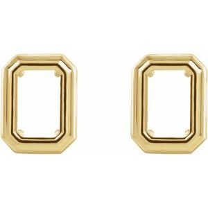 14K Yellow Gold 10x8 mm Emerald Back-Set Bezel Earring Mounting – image 2