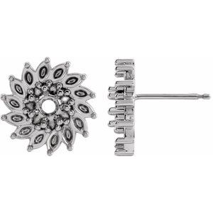 Platinum 5.5 mm Round 7-Prong Halo-Style Earring Mounting