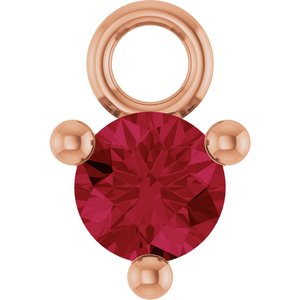 14K Rose Gold Petite Pav����1/10 CT Natural Ruby Dangle