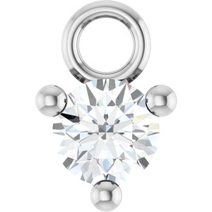 14K White Gold Petite Pav����1/10 CT Natural White Sapphire Dangle