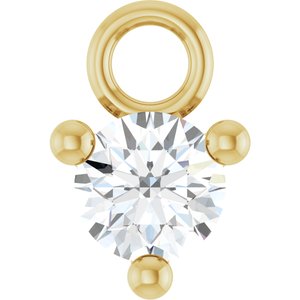 14K Yellow Gold Petite Pav����1/10 CT Natural White Sapphire Dangle