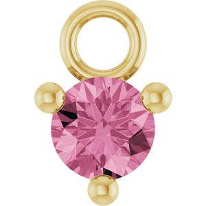14K Yellow Gold Petite Pav����1/10 CT Natural Pink Tourmaline Dangle