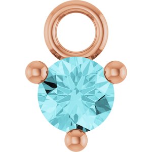 14K Rose Gold Petite Pav����1/10 CT Natural Blue Zircon Dangle