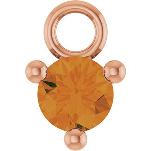14K Rose Gold Petite Pav����1/10 CT Natural Citrine Dangle