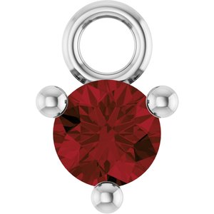 14K White Gold Petite Pav����1/10 CT Natural Mozambique Garnet Dangle
