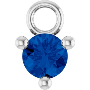 14K White Gold Petite Pav����1/10 CT Lab-Grown Blue Sapphire Dangle