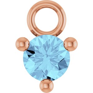 14K Rose Gold Petite Pav����1/10 CT Natural Aquamarine Dangle