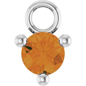 14K White Gold Petite Pav����1/10 CT Natural Citrine Dangle