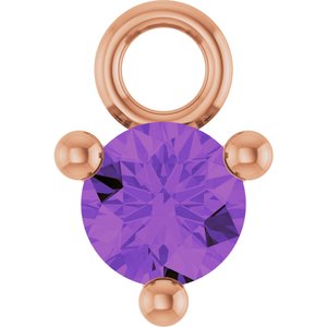 14K Rose Gold Petite Pav����1/10 CT Natural Amethyst Dangle