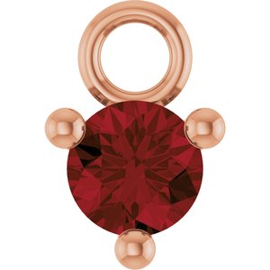 14K Rose Gold Petite Pav����1/10 CT Natural Mozambique Garnet Dangle