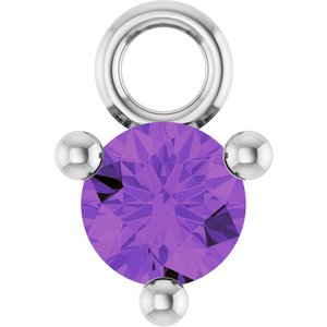 Platinum Petite Pav����1/10 CT Natural Amethyst Dangle