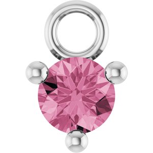 Platinum Petite Pav����1/10 CT Natural Pink Tourmaline Dangle