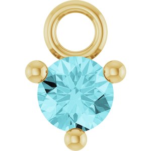 14K Yellow Gold Petite Pav����1/10 CT Natural Blue Zircon Dangle