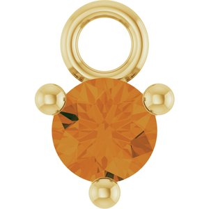 14K Yellow Gold Petite Pav����1/10 CT Natural Citrine Dangle