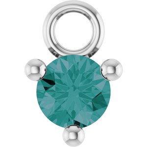 14K White Gold Petite Pav����1/10 CT Lab-Grown Alexandrite Dangle