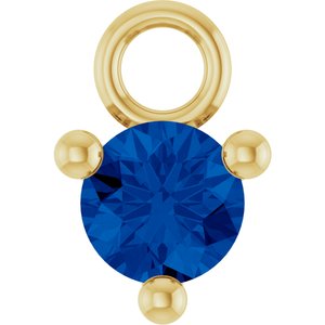 14K Yellow Gold Petite Pav����1/10 CT Lab-Grown Blue Sapphire Dangle