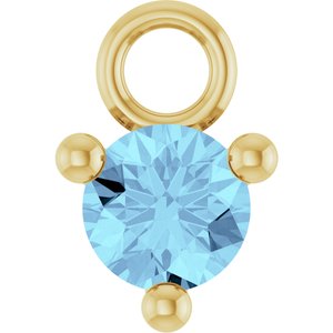 14K Yellow Gold Petite Pav����1/10 CT Natural Aquamarine Dangle