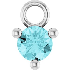 Platinum Petite Pav����1/10 CT Natural Blue Zircon Dangle