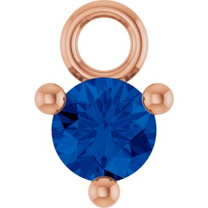 14K Rose Gold Petite Pav����1/10 CT Natural Blue Sapphire Dangle