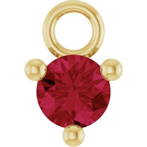 14K Yellow Gold Petite Pav����1/10 CT Natural Ruby Dangle