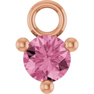 14K Rose Gold Petite Pav����1/10 CT Natural Pink Tourmaline Dangle
