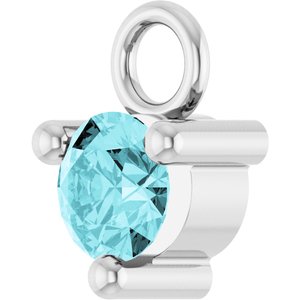14K White Gold Petite Pav����1/10 CT Natural Blue Zircon Dangle
