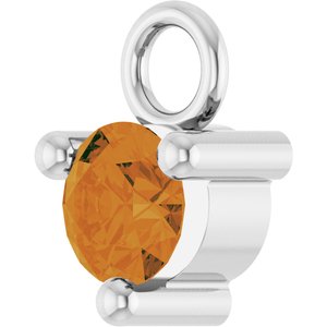 14K White Gold Petite Pav����1/10 CT Natural Citrine Dangle