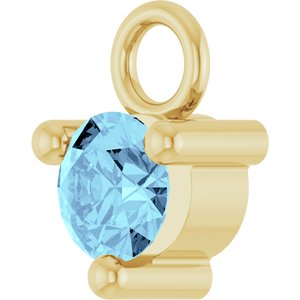 14K Yellow Gold Petite Pav����1/10 CT Natural Aquamarine Dangle