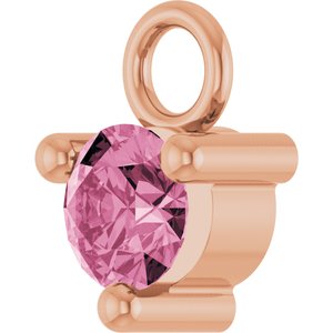 14K Rose Gold Petite Pav����1/10 CT Natural Pink Tourmaline Dangle