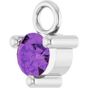 14K White Gold Petite Pav����1/10 CT Natural Amethyst Dangle