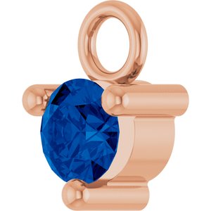 14K Rose Gold Petite Pav����1/10 CT Lab-Grown Blue Sapphire Dangle