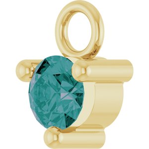 14K Yellow Gold Petite Pav����1/10 CT Lab-Grown Alexandrite Dangle