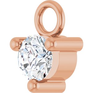 14K Rose Gold Petite Pav����1/10 CT Natural Diamond Dangle