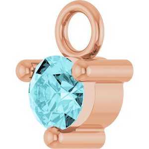 14K Rose Gold Petite Pav����1/10 CT Natural Blue Zircon Dangle