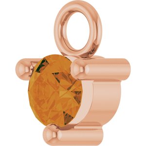 14K Rose Gold Petite Pav����1/10 CT Natural Citrine Dangle