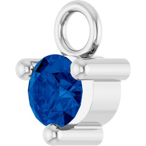 Platinum Petite Pav����1/10 CT Lab-Grown Blue Sapphire Dangle