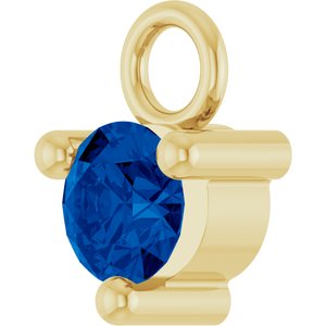 14K Yellow Gold Petite Pav����1/10 CT Natural Blue Sapphire Dangle