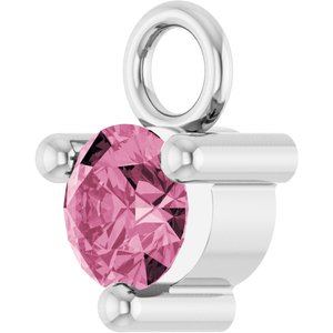Platinum Petite Pav����1/10 CT Natural Pink Tourmaline Dangle